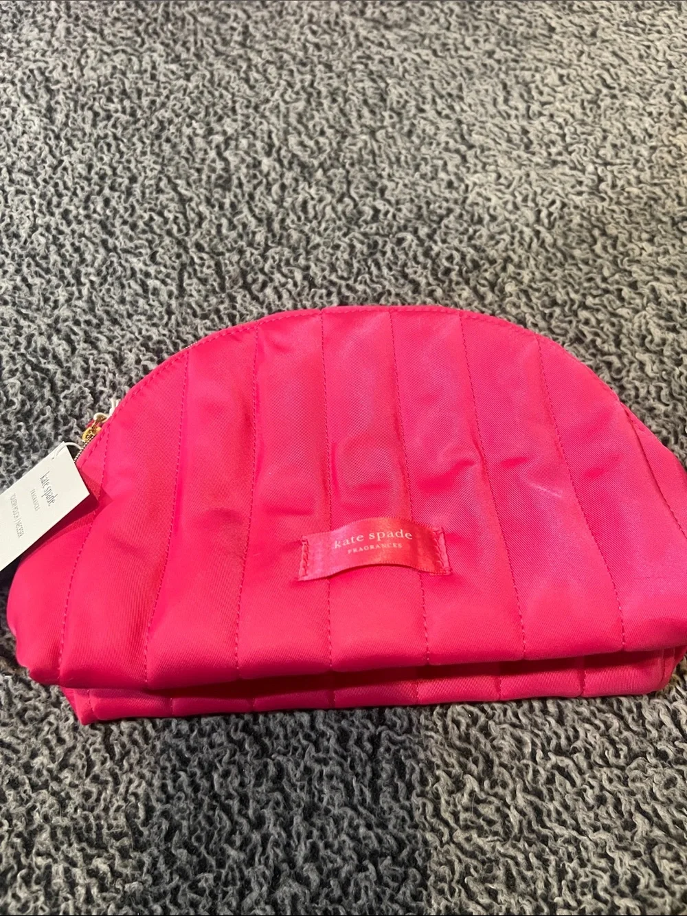 kate spade Hot Pink Nylon Cosmetic Pouches with Gold Hardware - Set of 2